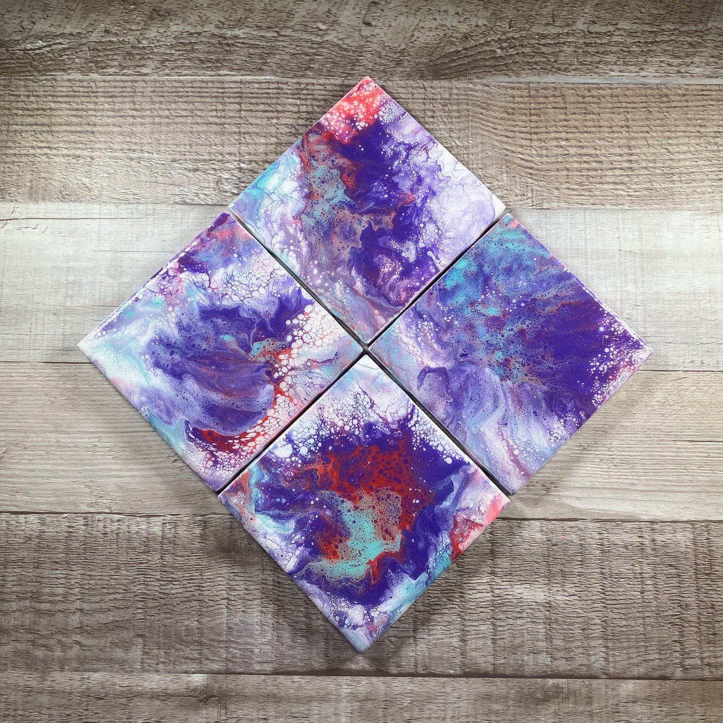 Red, Purple, and Teal Swirl - Table Coaster Set image 4
