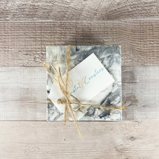 Black & White Swirl Handmade Coaster Set image 1