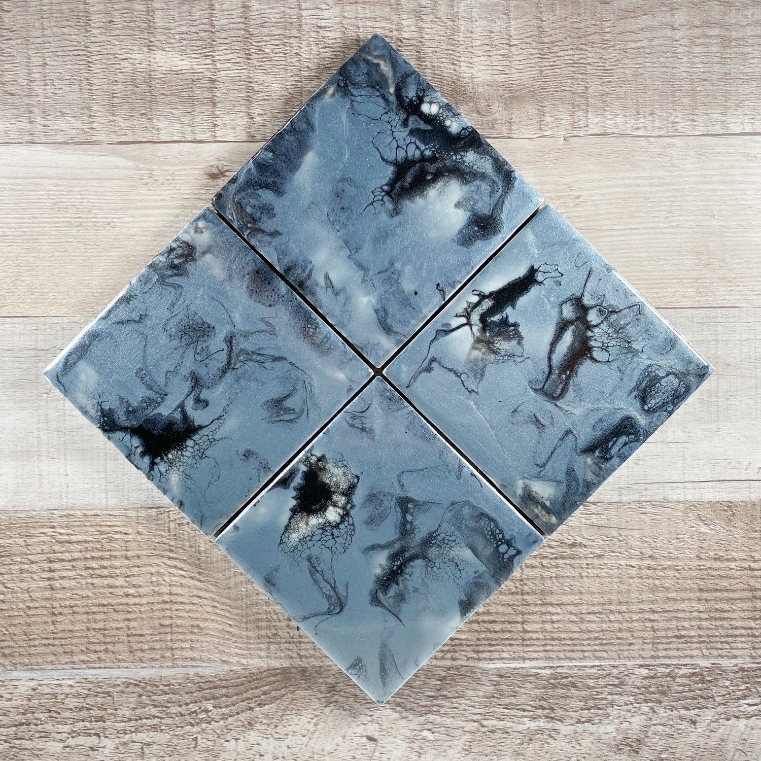 Black and Silver Handmade Coaster Set image 3