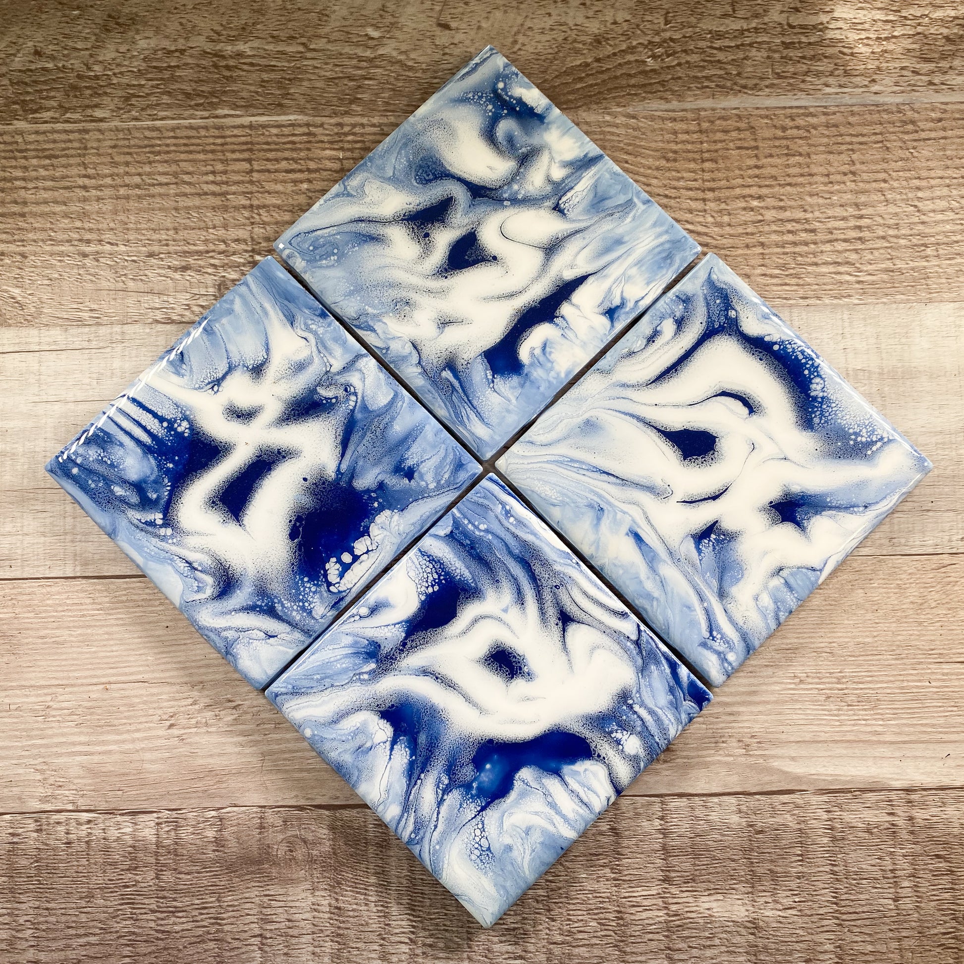 Navy & White Swirls I - Table Coaster Set image 0