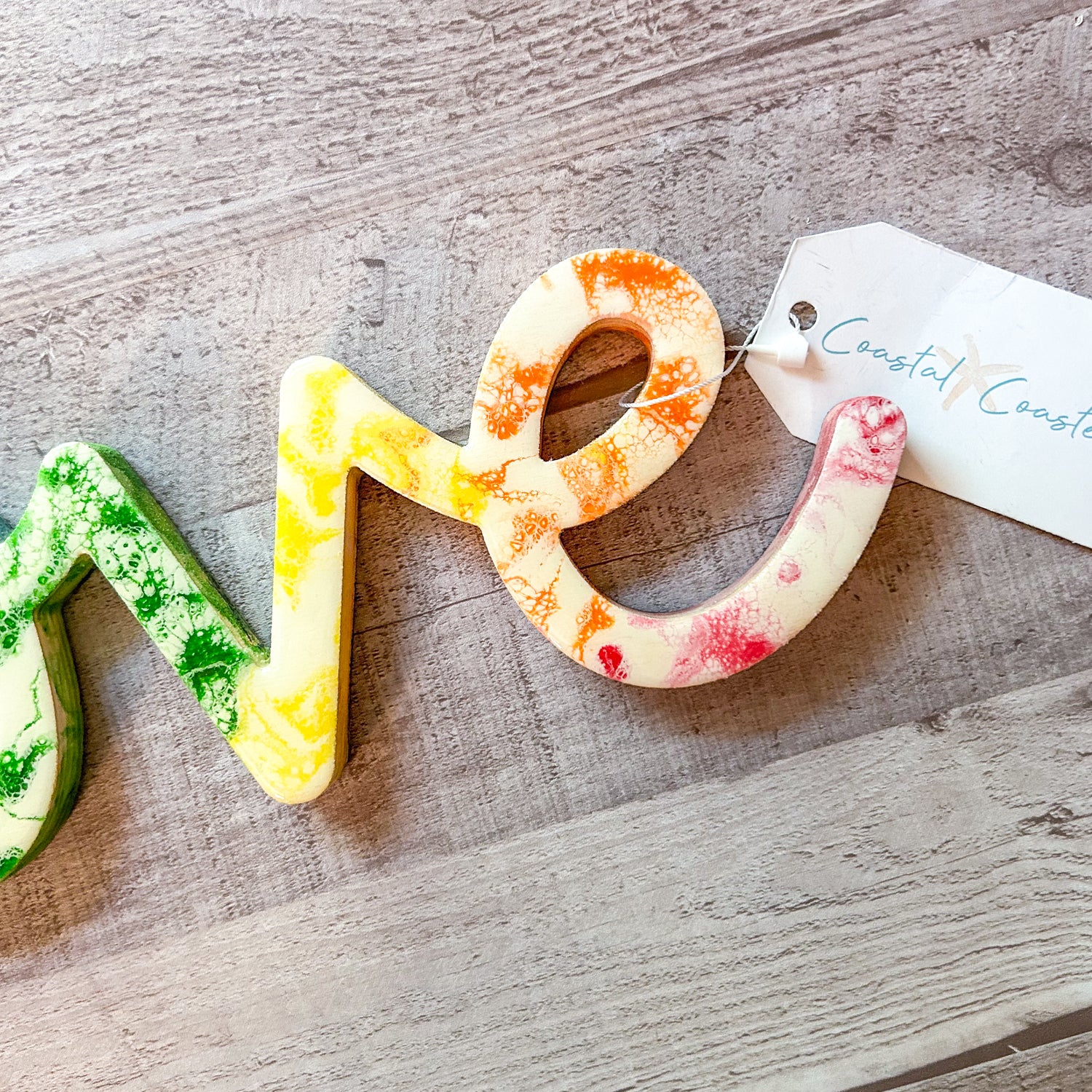 Rainbow Wood and Resin Letter Art - Love image 2