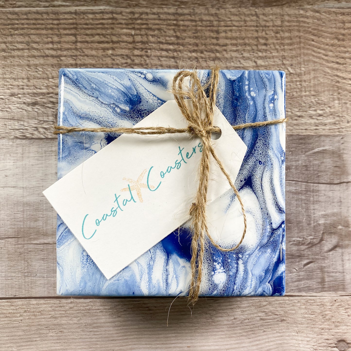 Navy & White Swirls I - Table Coaster Set image 2