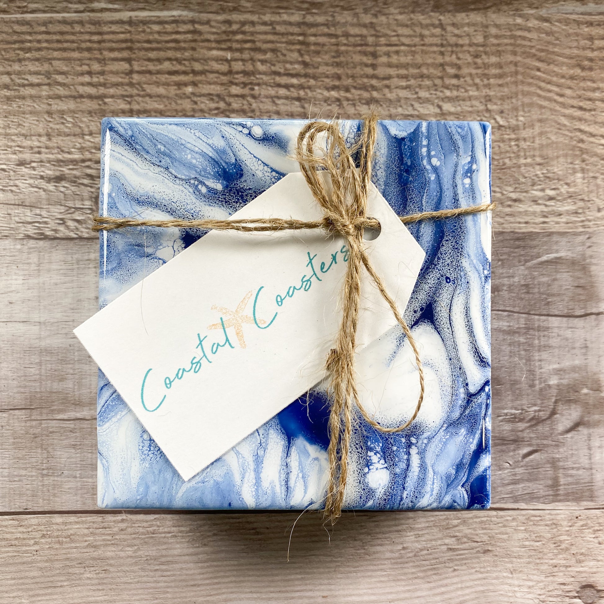 Navy & White Swirls I - Table Coaster Set image 2