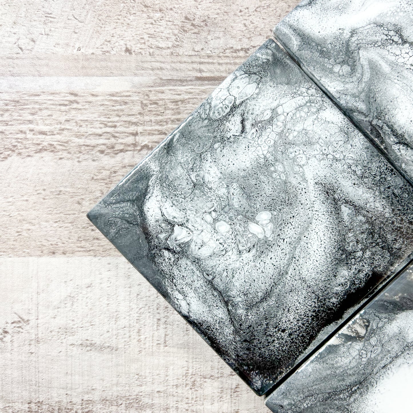 Black and White Swirl Handmade Coaster Set image 2