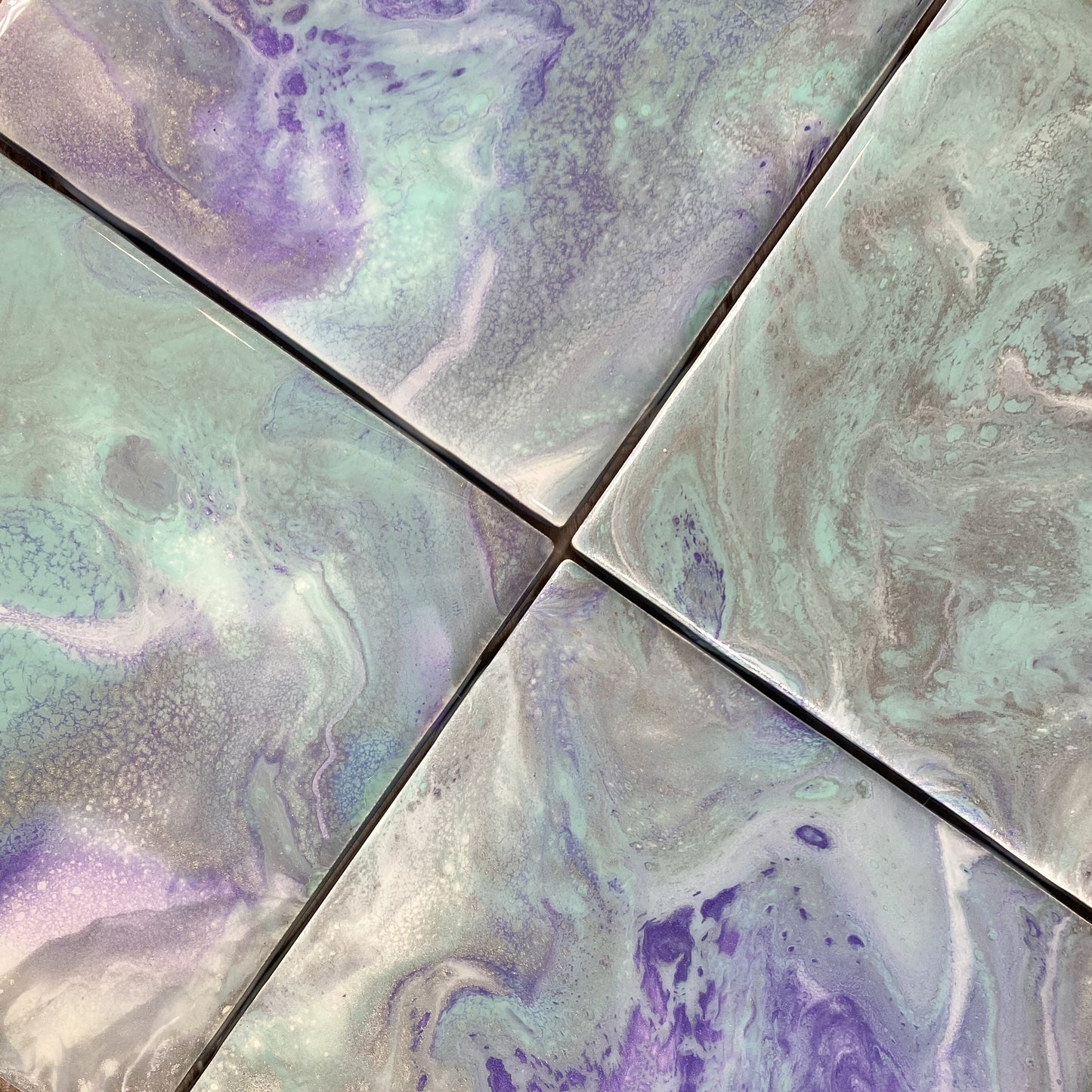 Lavendar & Teal Swirls - Table Coaster Set image 4