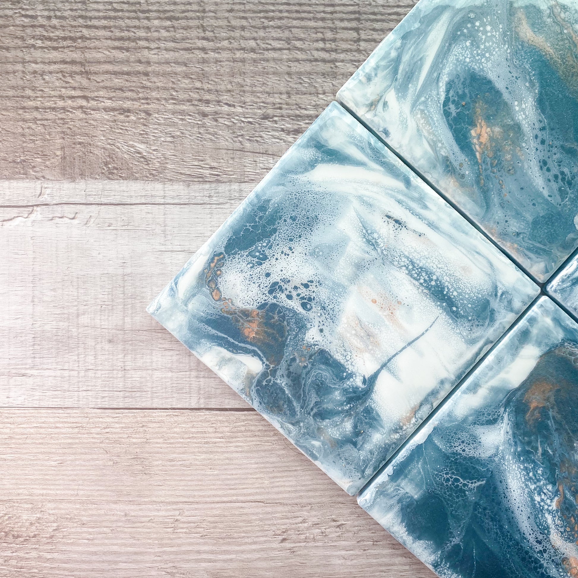 Slate Gray with Rose Gold Table Coaster Set image 3