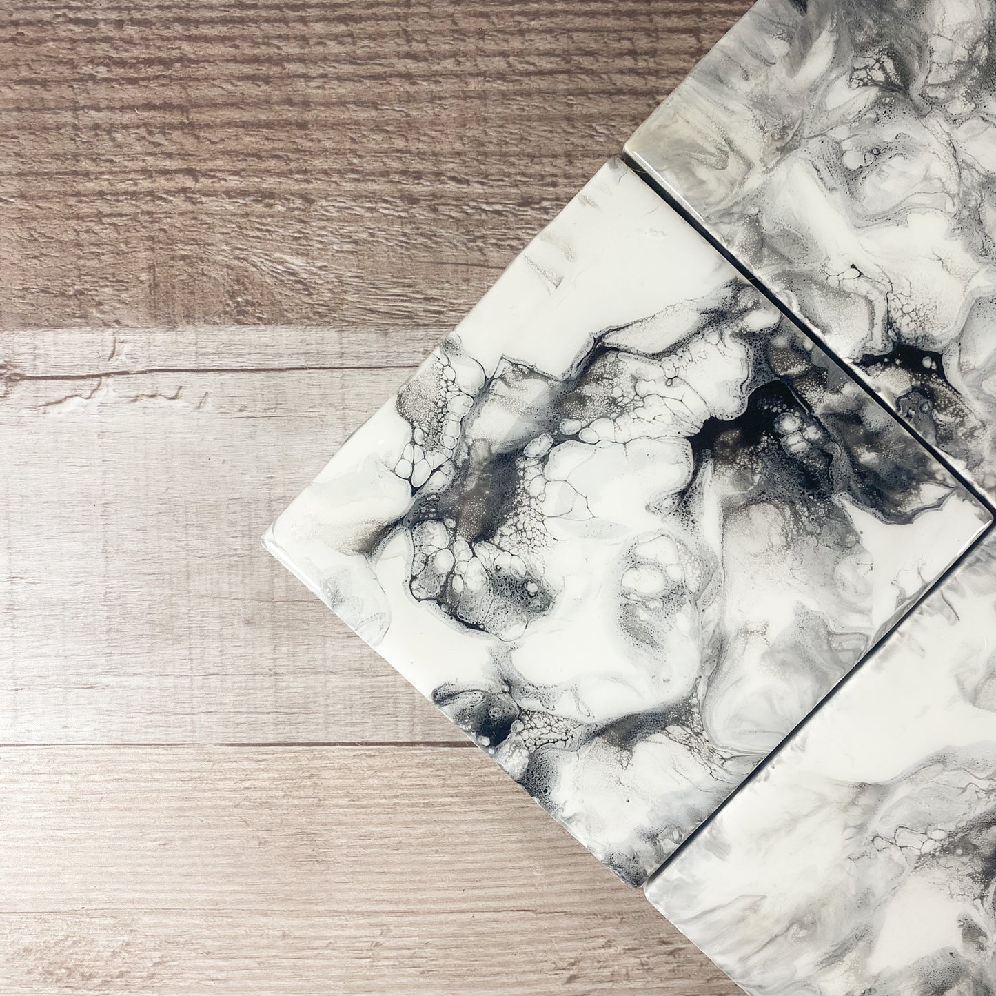 Black & White Swirl Handmade Coaster Set image 4