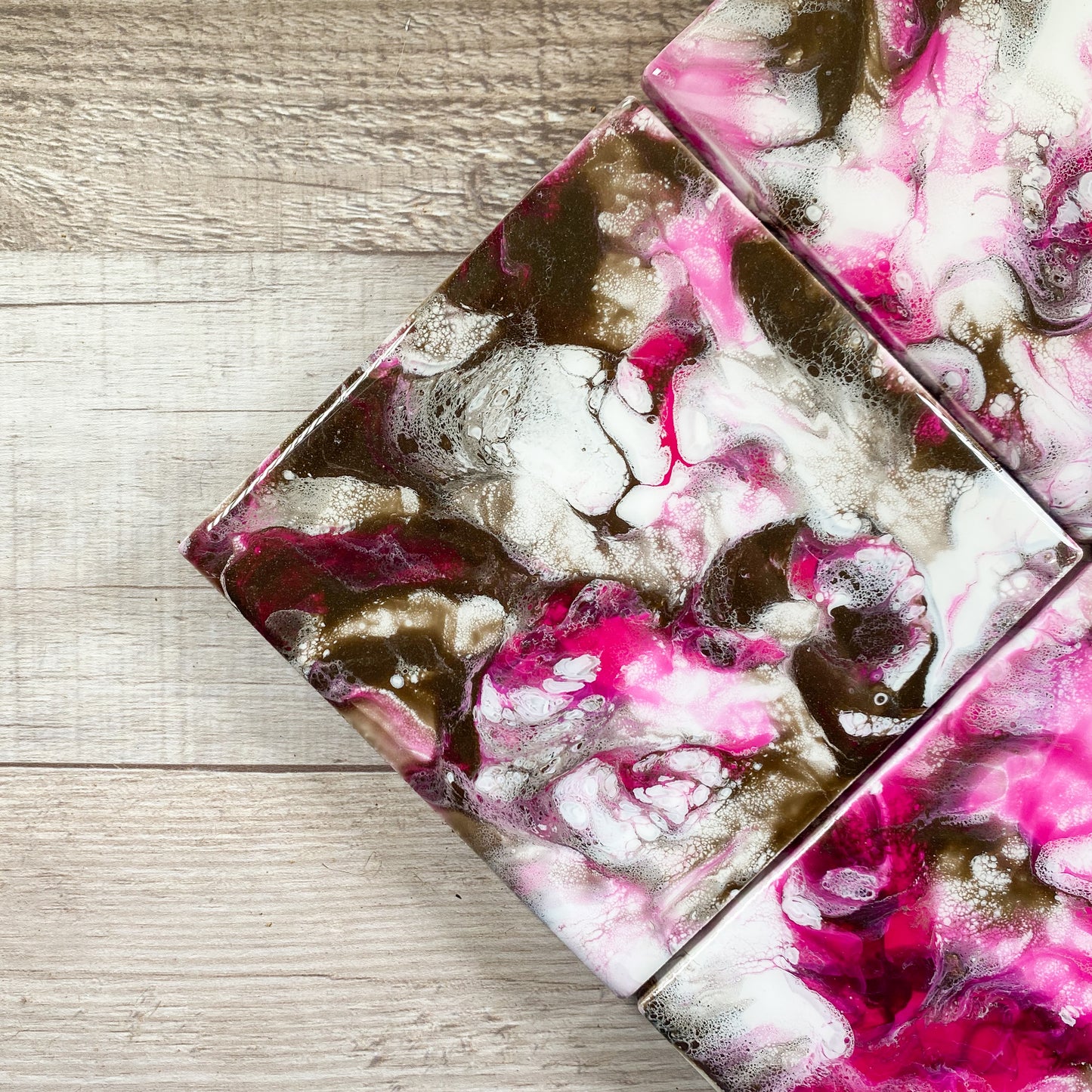 Espresso and Pink Swirls II - Table Coaster Set image 3