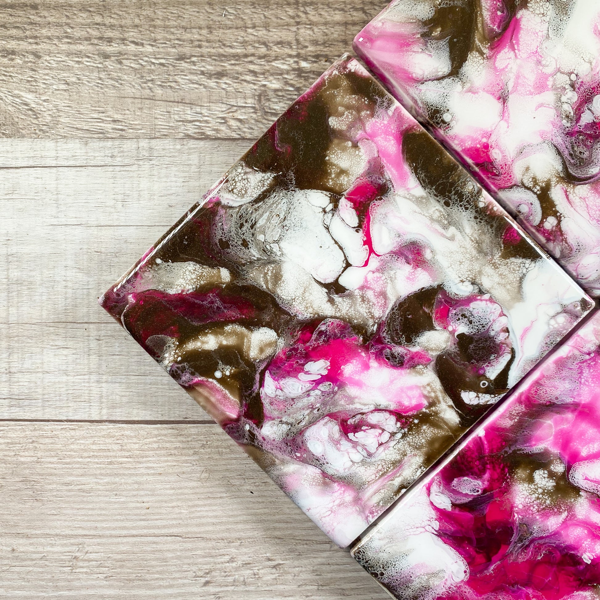 Espresso and Pink Swirls II - Table Coaster Set image 3