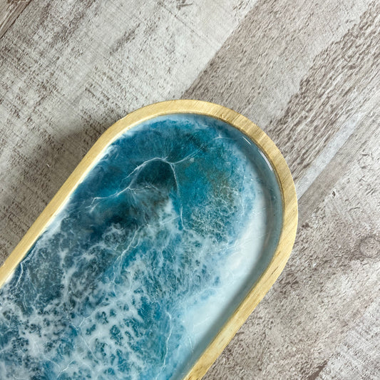 Deep Seas Resin and Wood Dish - Oval image 1