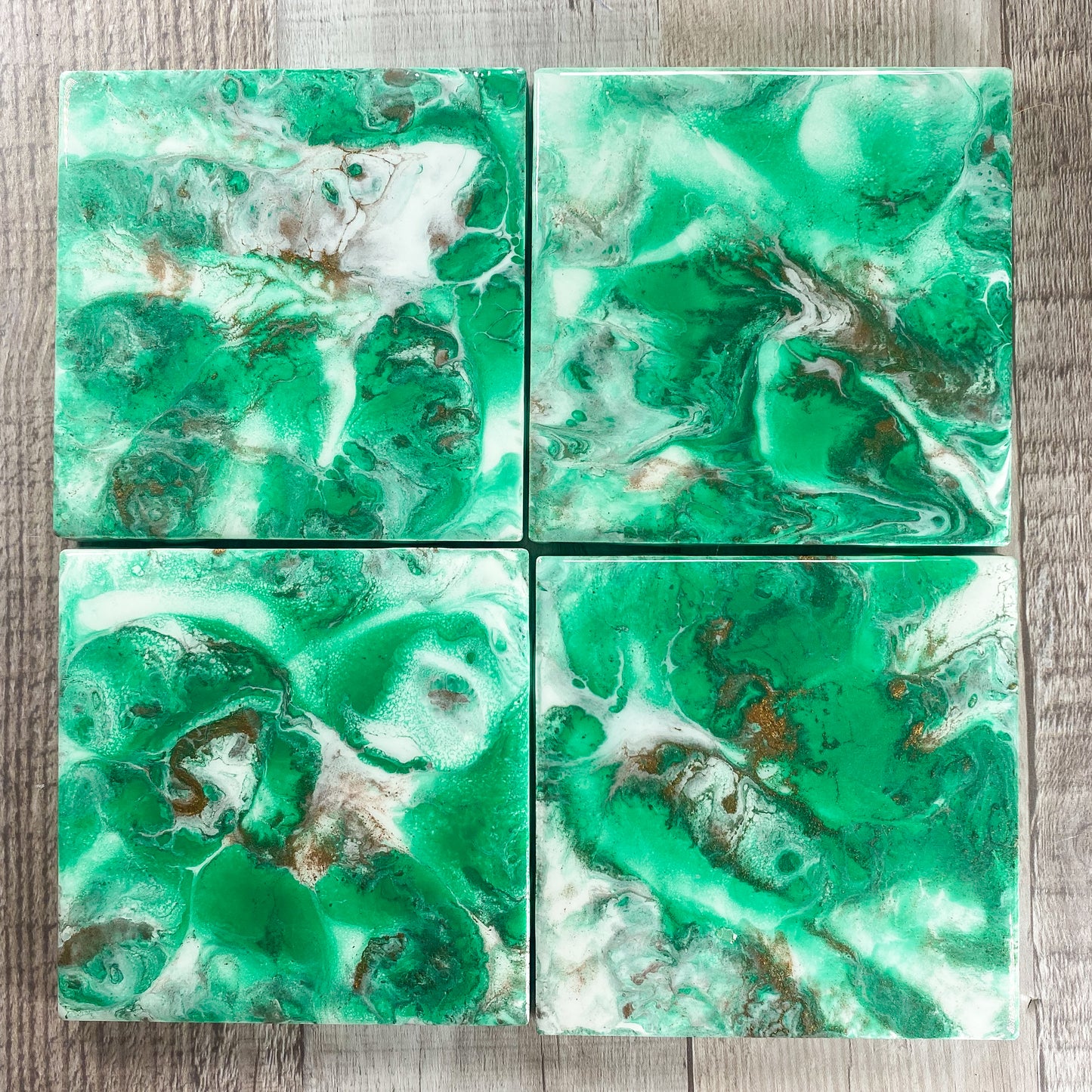 Emerald with Rich Espresso I Table Coaster Set image 2