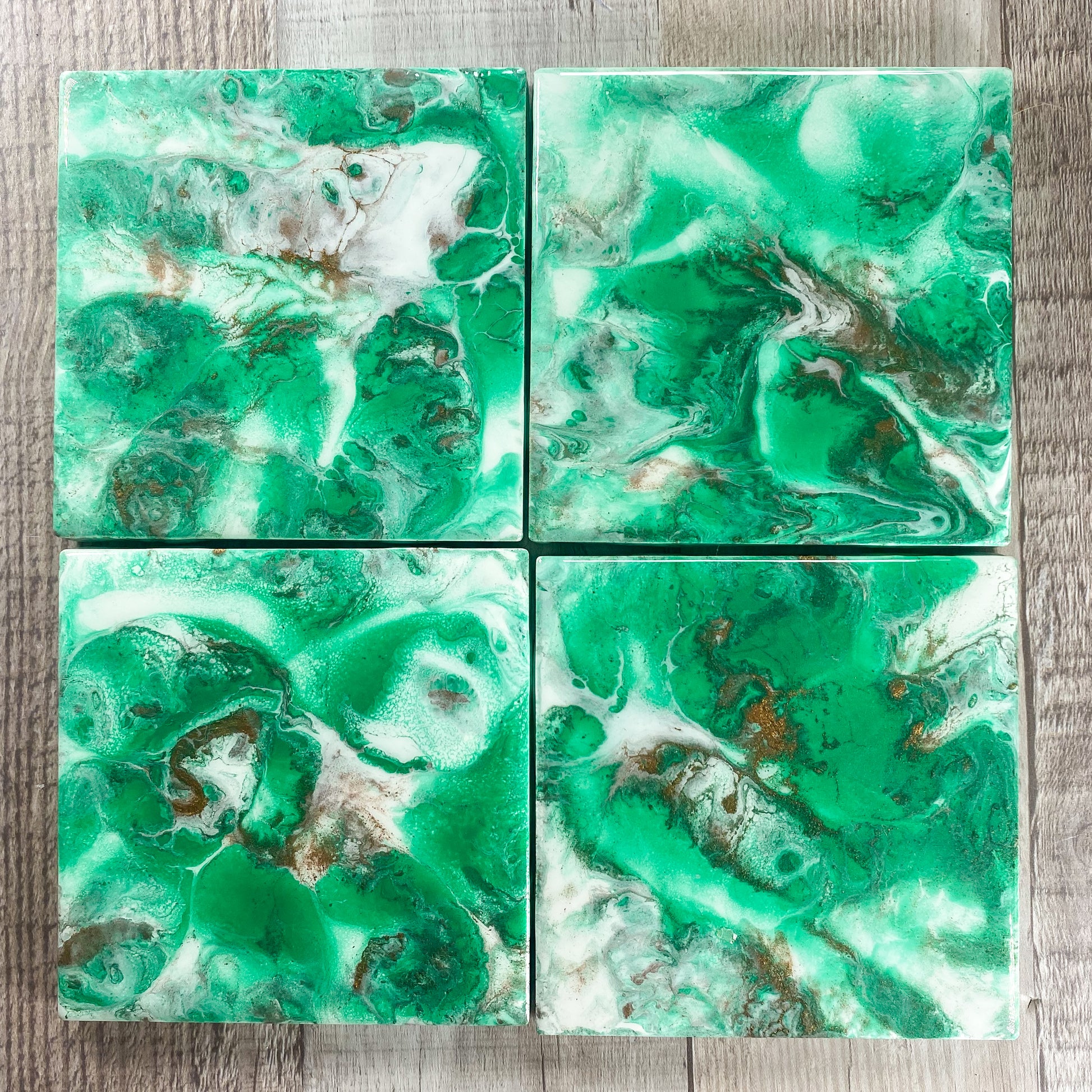 Emerald with Rich Espresso I Table Coaster Set image 2