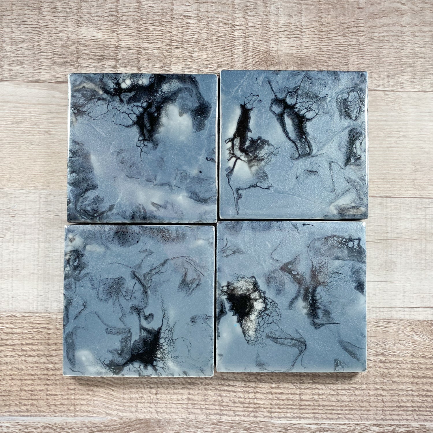 Black and Silver Handmade Coaster Set image 0