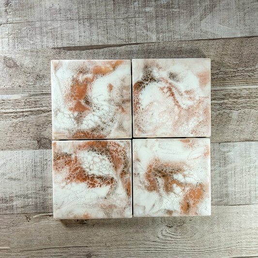 Rose Gold & Espresso Swirl Handmade Coaster Set image 0