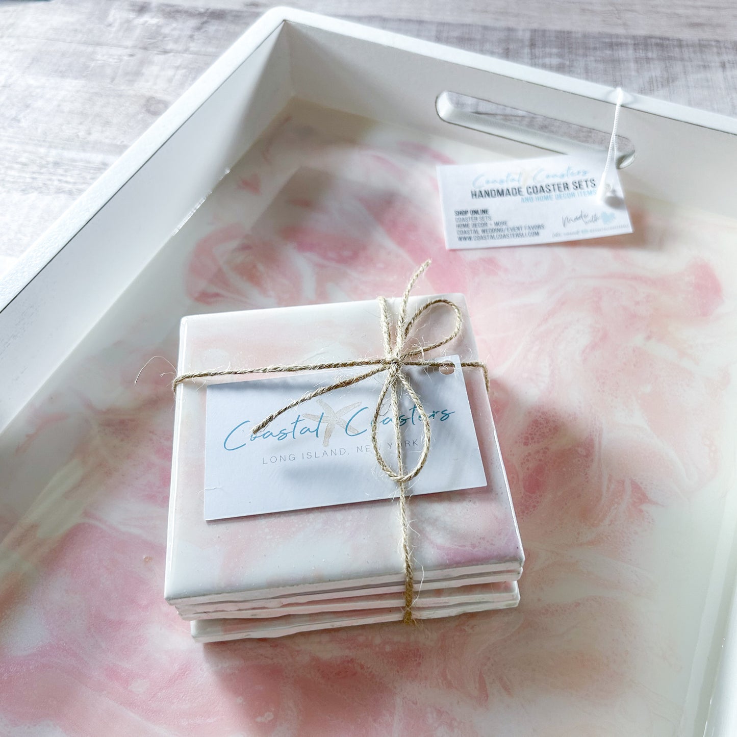 Rose Gold Gift Set - Coasters 4pk and Tray Gift Set image 1