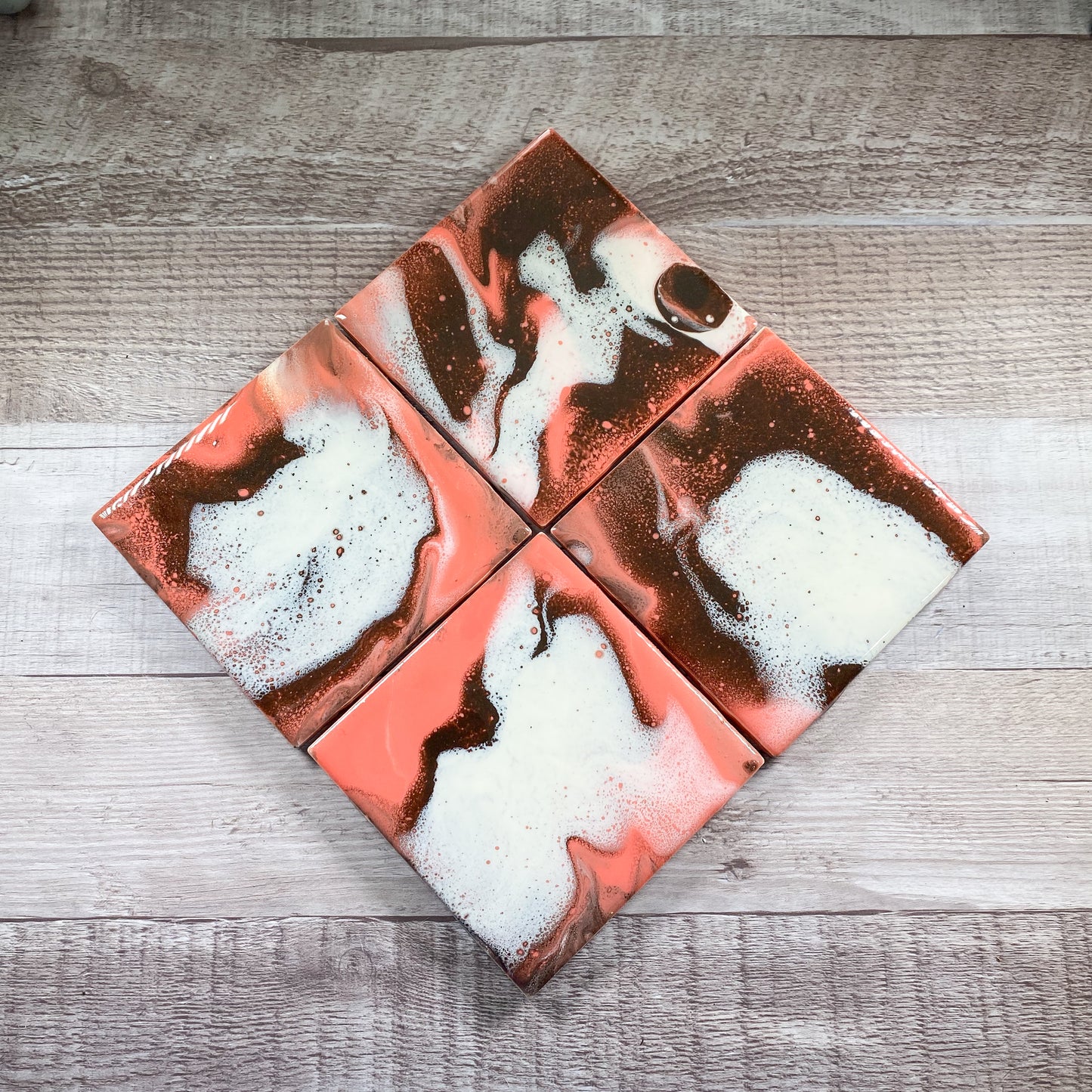 Espresso and Coral Swirls - Table Coaster Set image 0