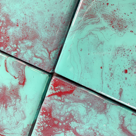 Ruby Red & Teal - Table Coaster Set image 1